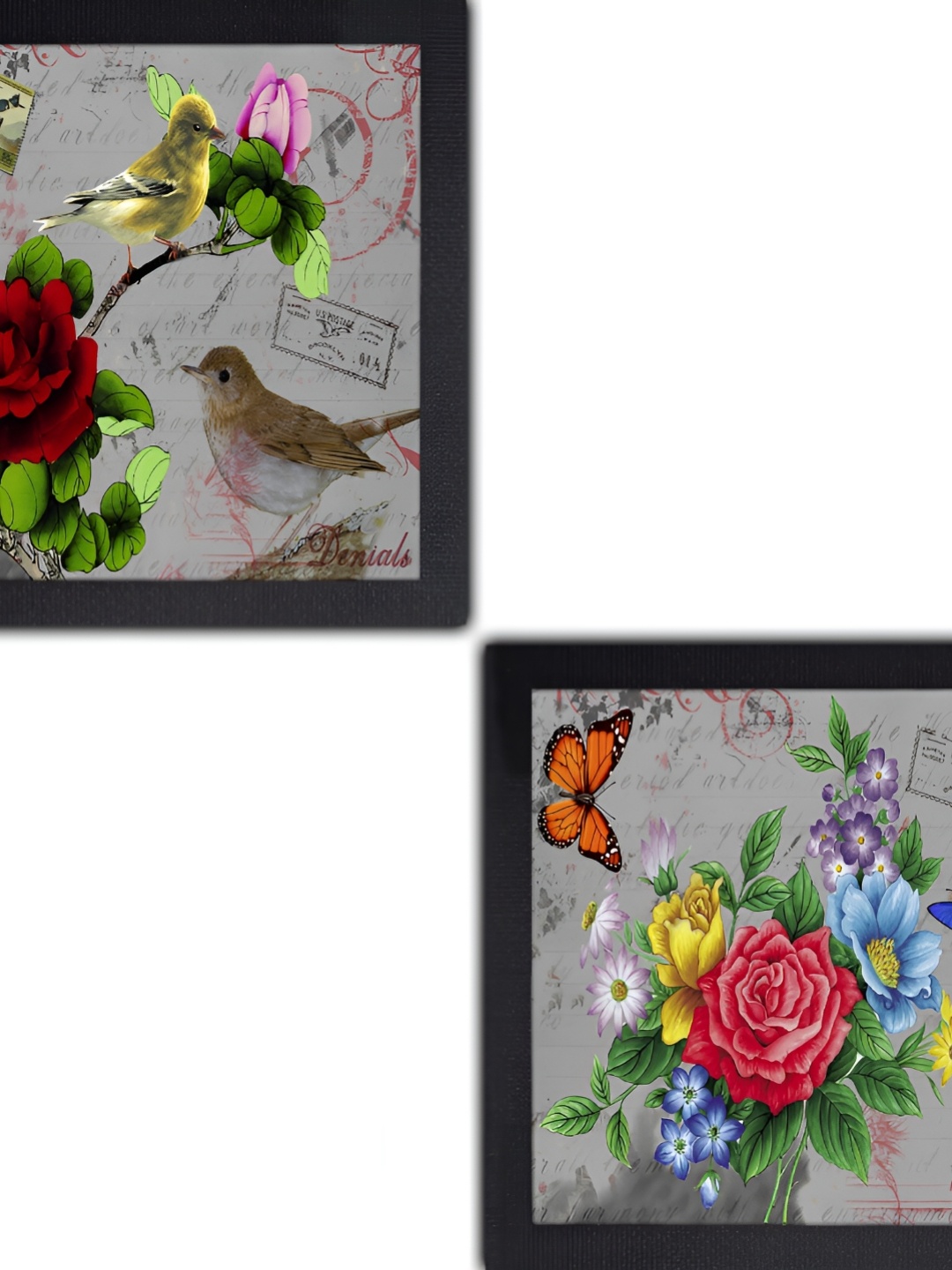 

PnF Black & Red 2 Pieces Paper Floral and Botanical Wall Arts