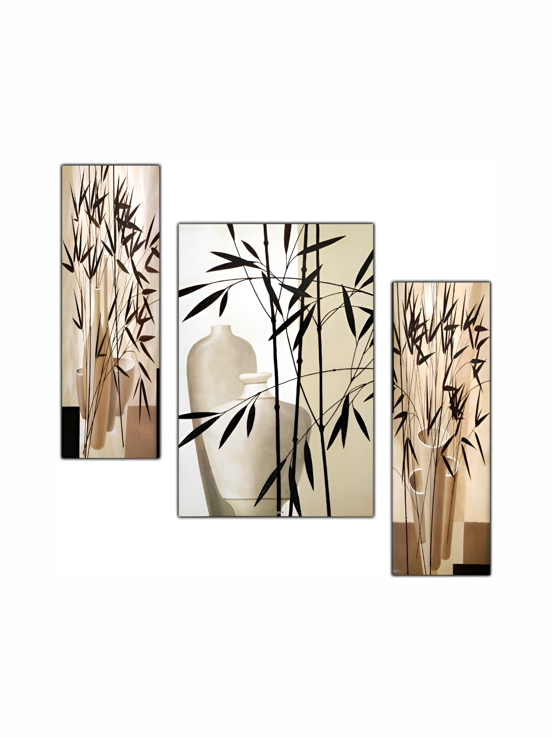 

PnF White & Brown 3Pcs Wooden Other Wall Paintings