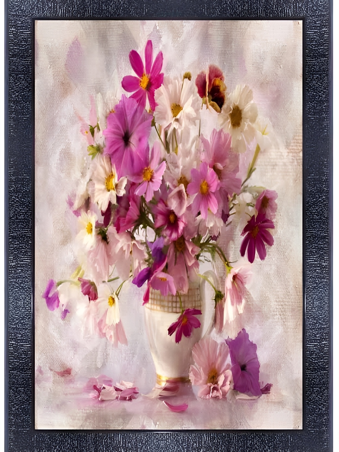 

PnF Black & White Glass Floral Wall Painting
