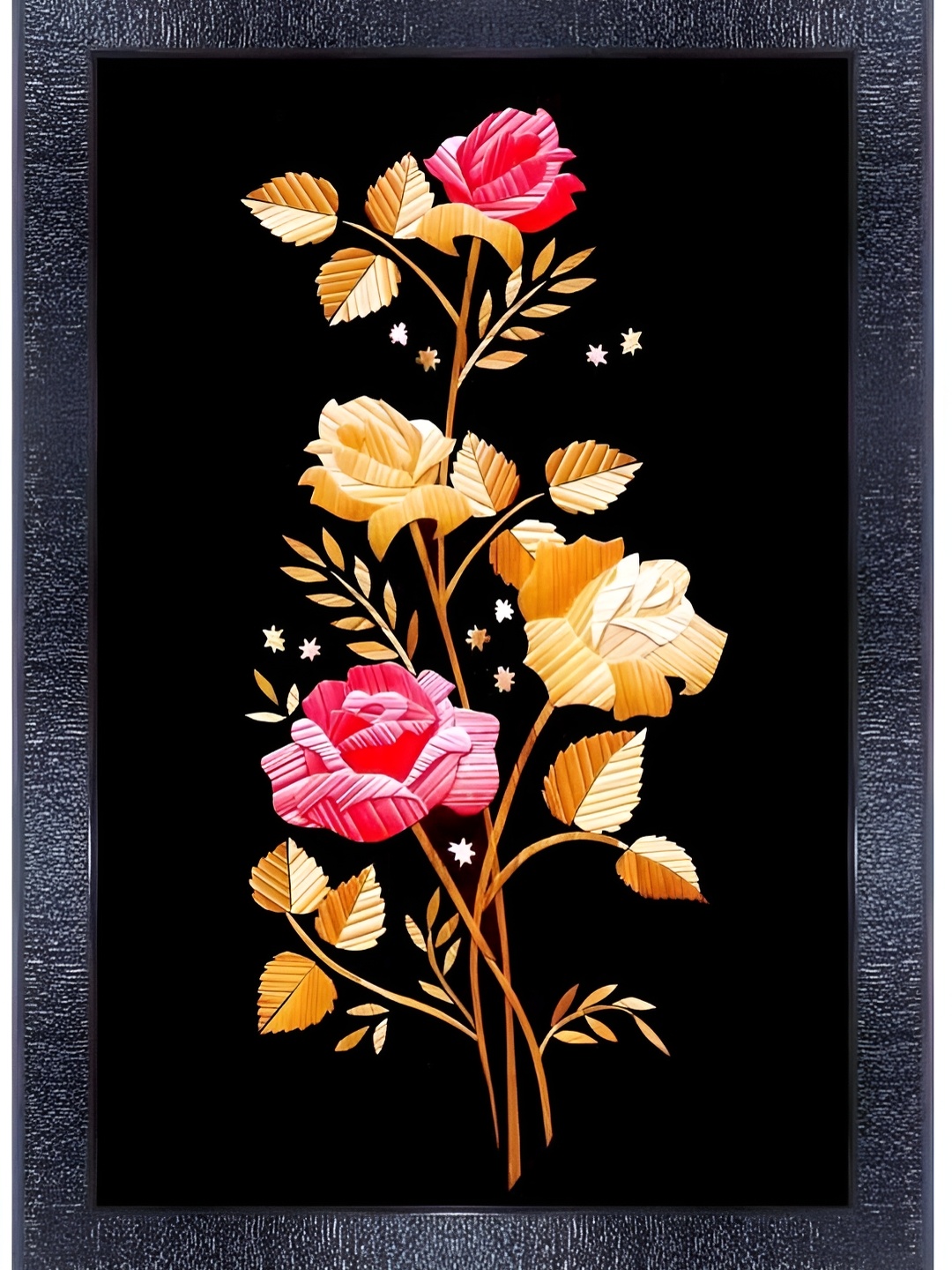 

PnF Black & Pink Wooden Floral And Botanical Wall Painting