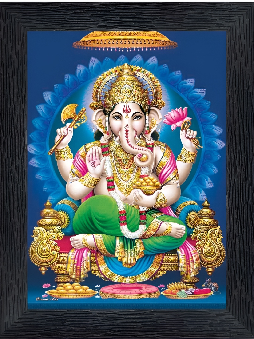 PnF Blue & Green Canvas Religious Wall Painting