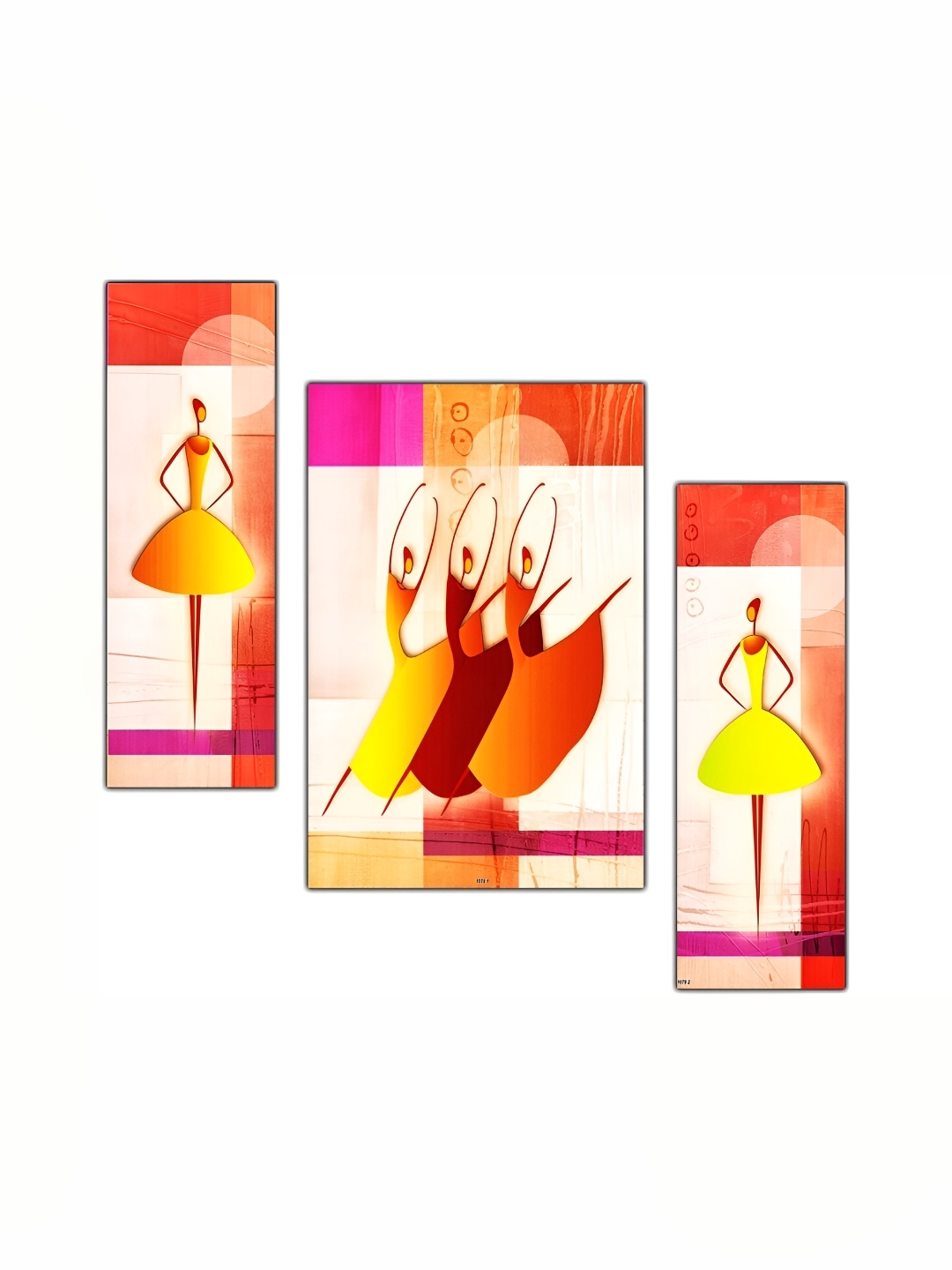 

PnF White & Pink 3 Pieces Wooden Abstract Wall Arts