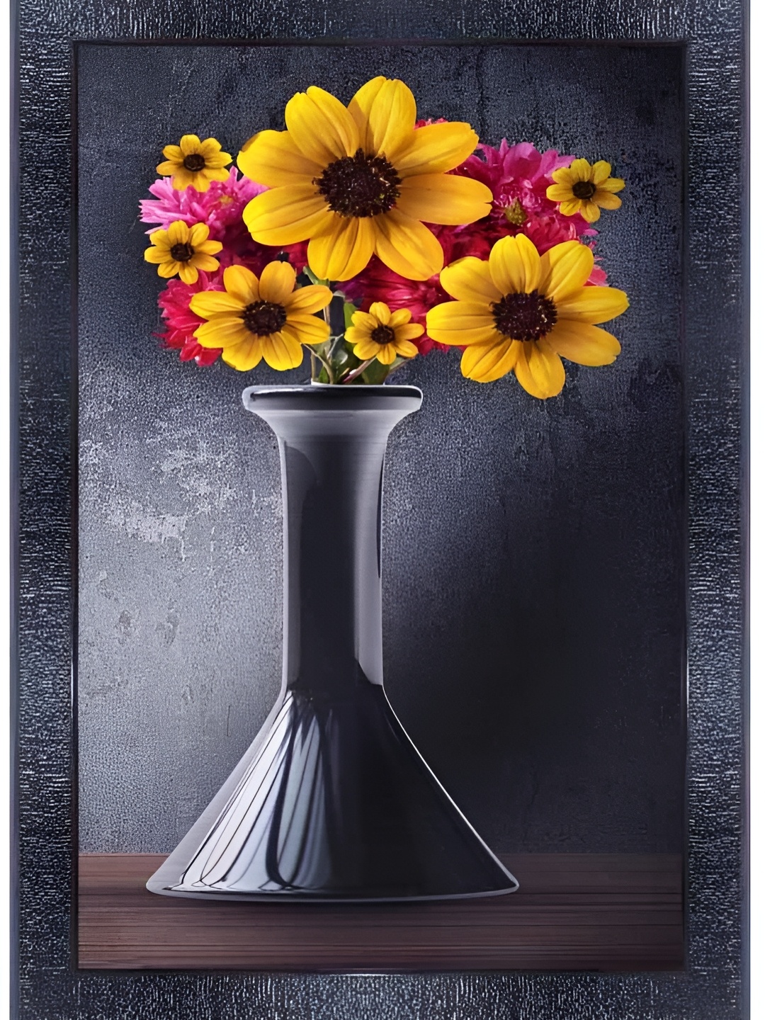 

PnF Black & Yellow Floral Wooden Painting Wall Art