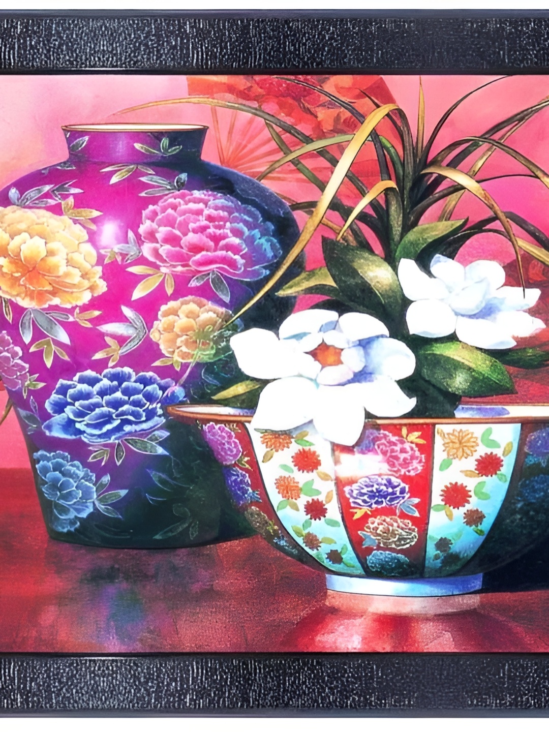 

PnF Black & Blue Floral and Botanical Wooden Paintings Wall Art