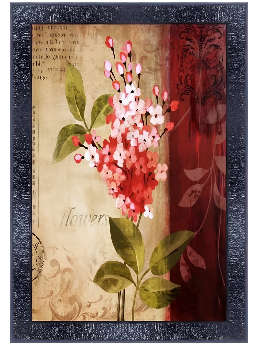 PnF Black & Green Floral and Botanical Wooden Paintings Wall Art