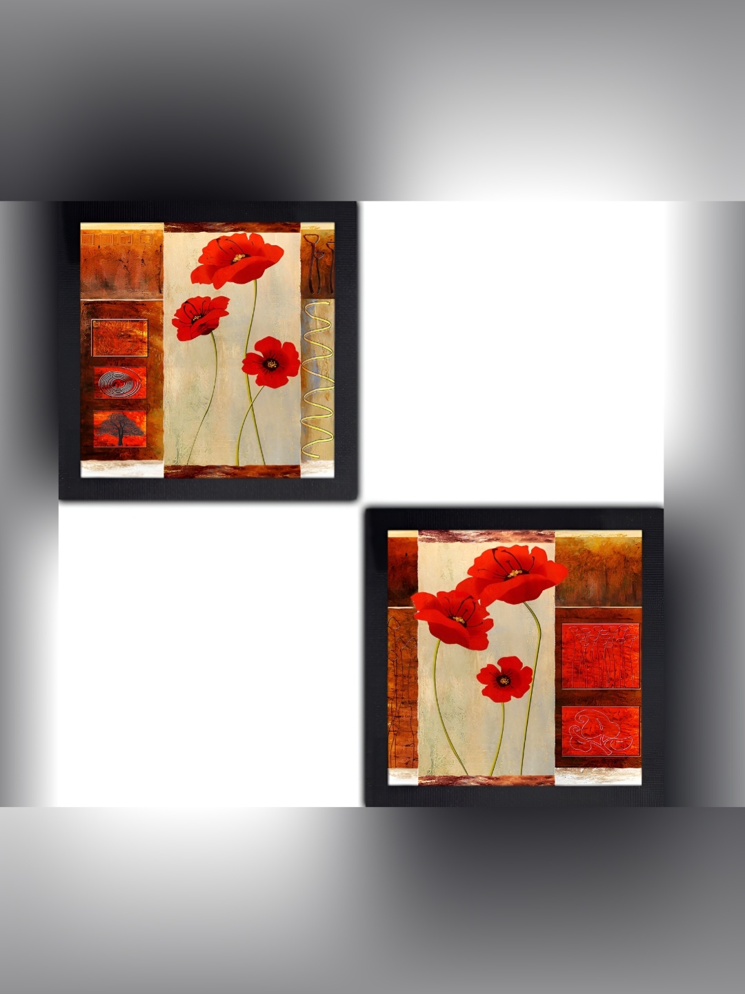

PnF Black & Red 2 Pieces Wooden Floral and Botanical Painting Wall Art