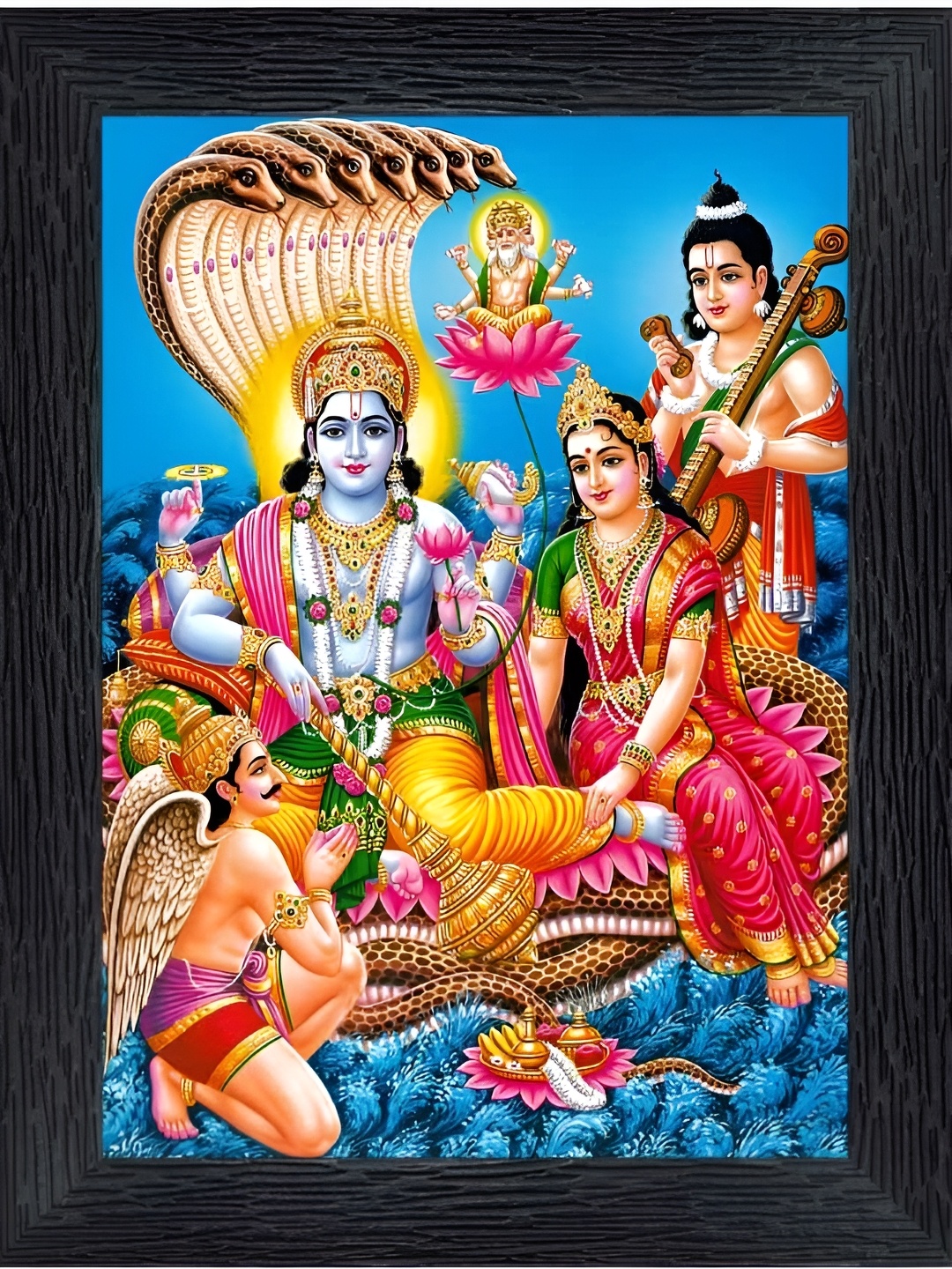 PnF Blue & Red Wooden Religious Painting Wall Art
