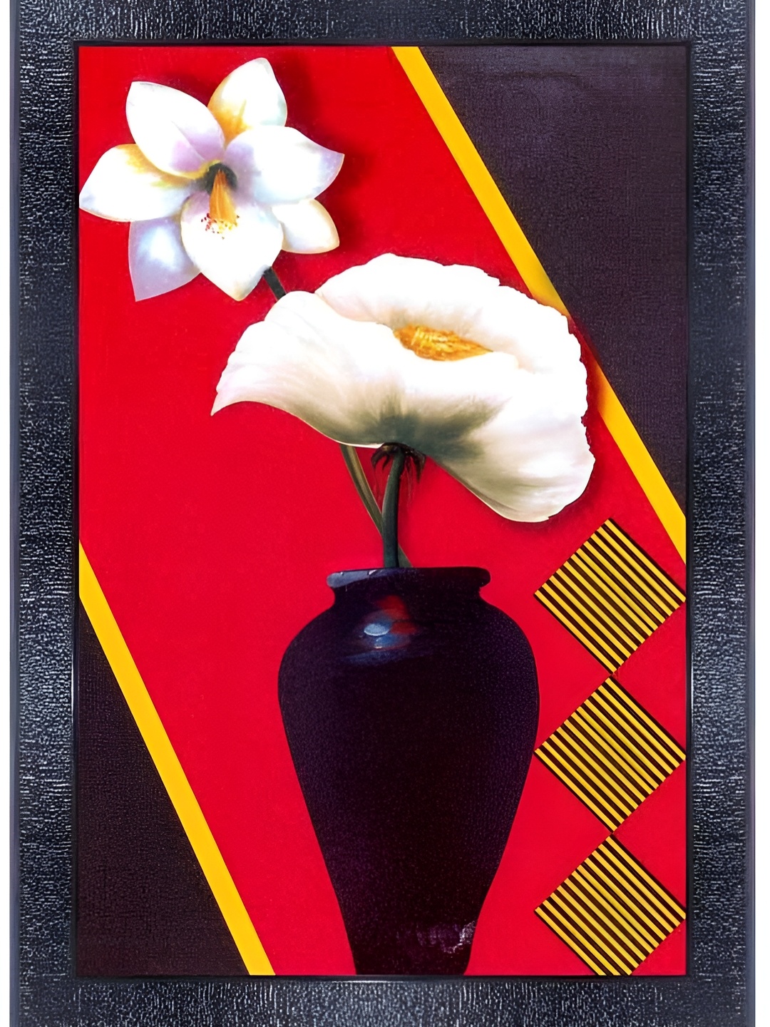 

PnF Black & Red Floral Wooden Painting Wall Art