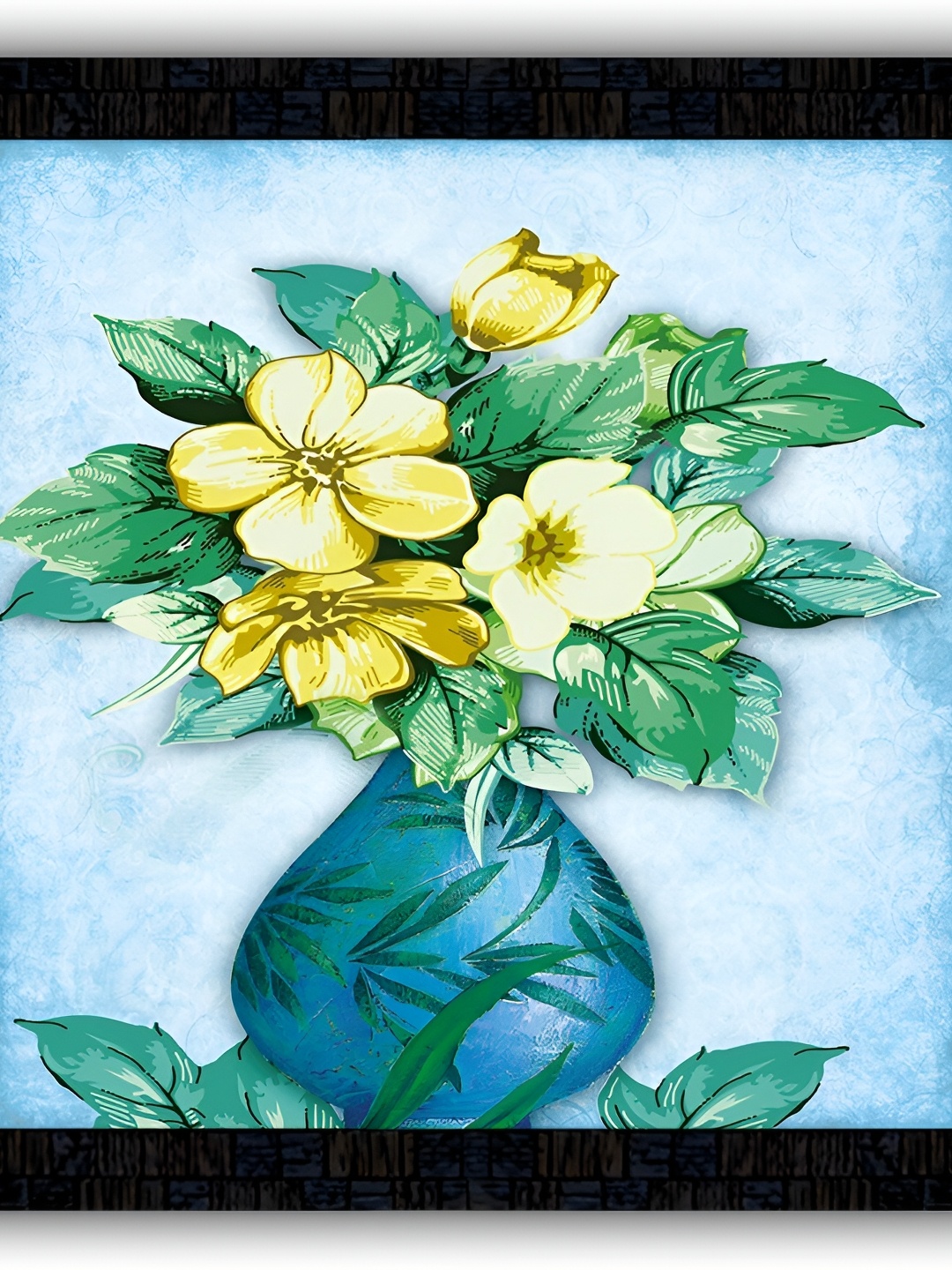 

PnF Black & Blue Floral Wooden Painting Wall Art