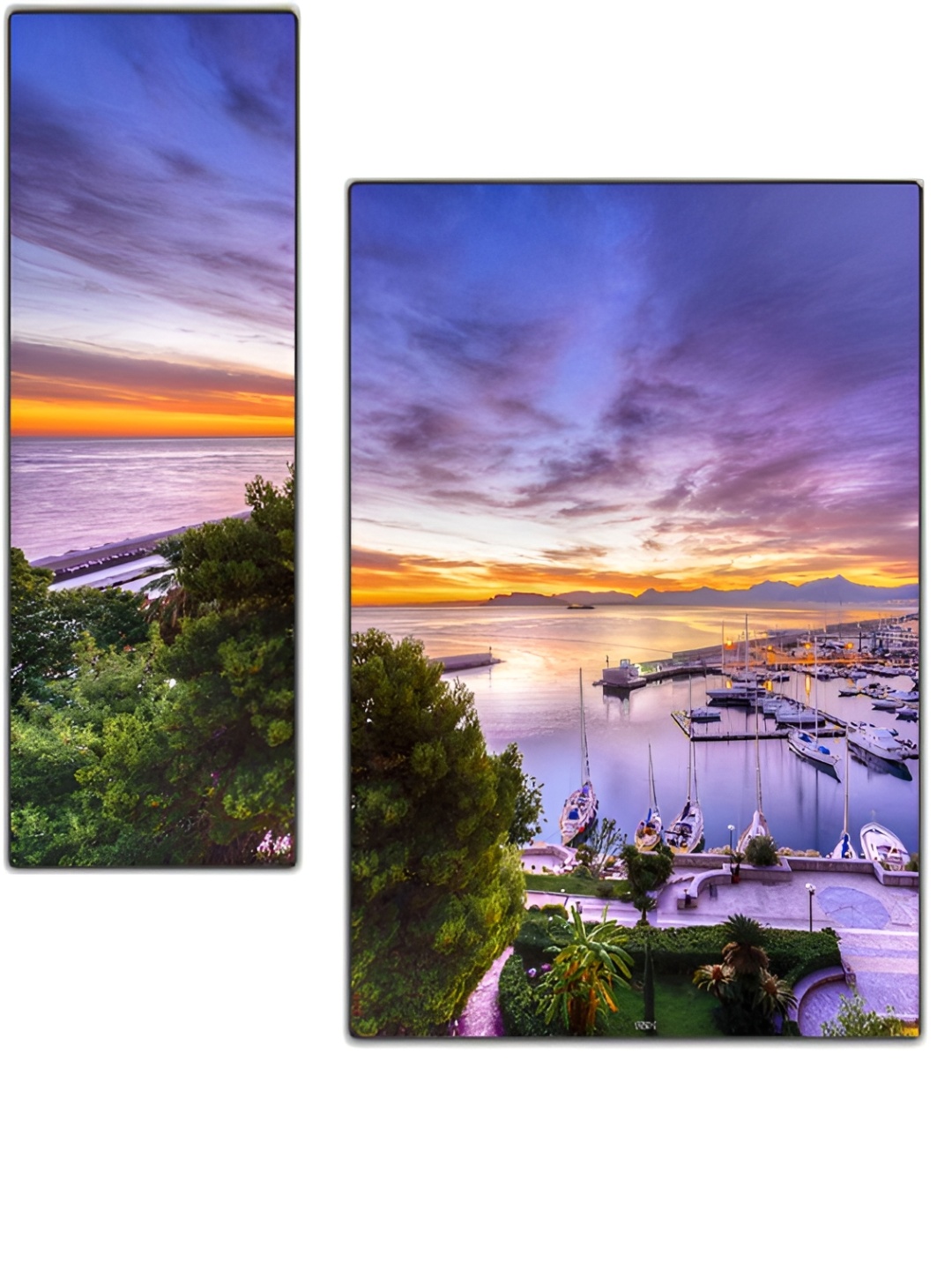 

PnF Purple & Green 3Pcs Floral And Botanical Wall Paintings