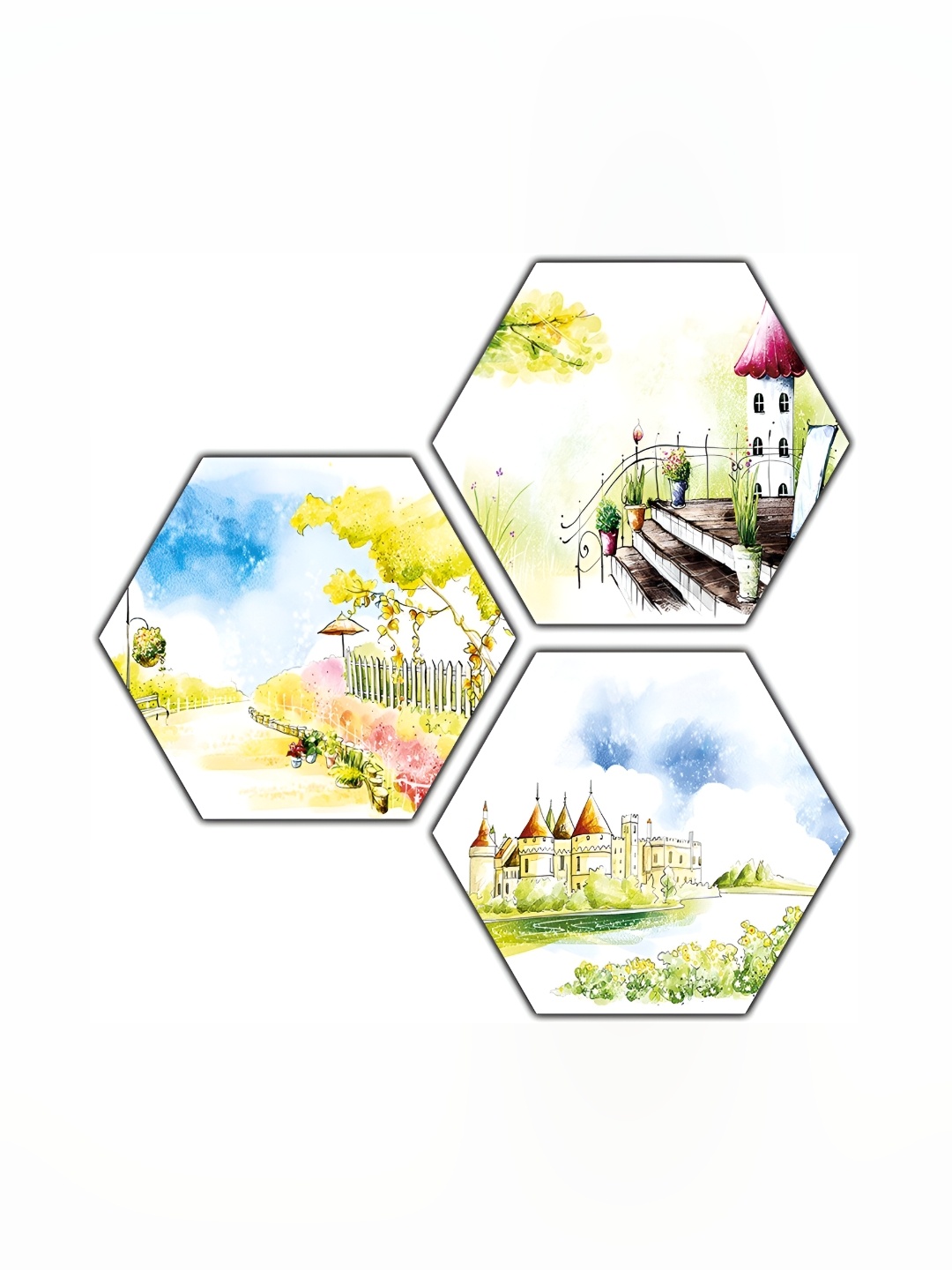 

PnF White & Green 3Pcs Paper Other Wall Paintings