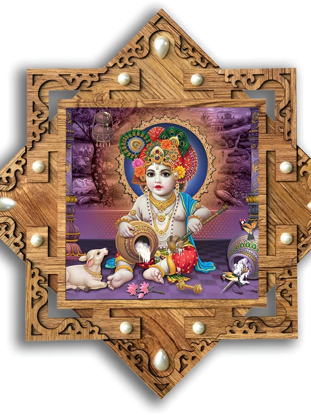 

PnF Brown & Purple Wooden Religious Wall Painting