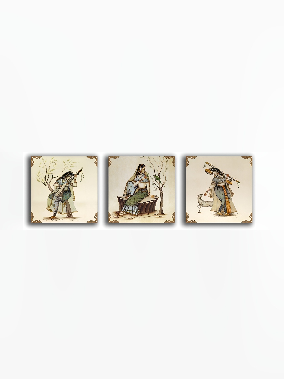 

PnF Brown & Green 3 Pieces Wooden Wooden Painting Wall Art