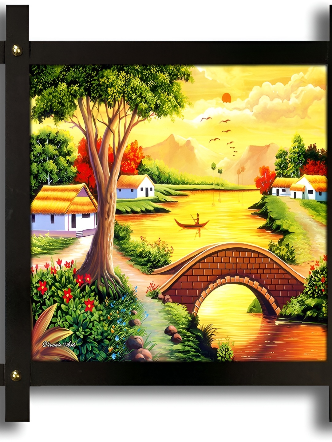 

PnF Green & Red Wooden Floral and Botanical Wall Painting