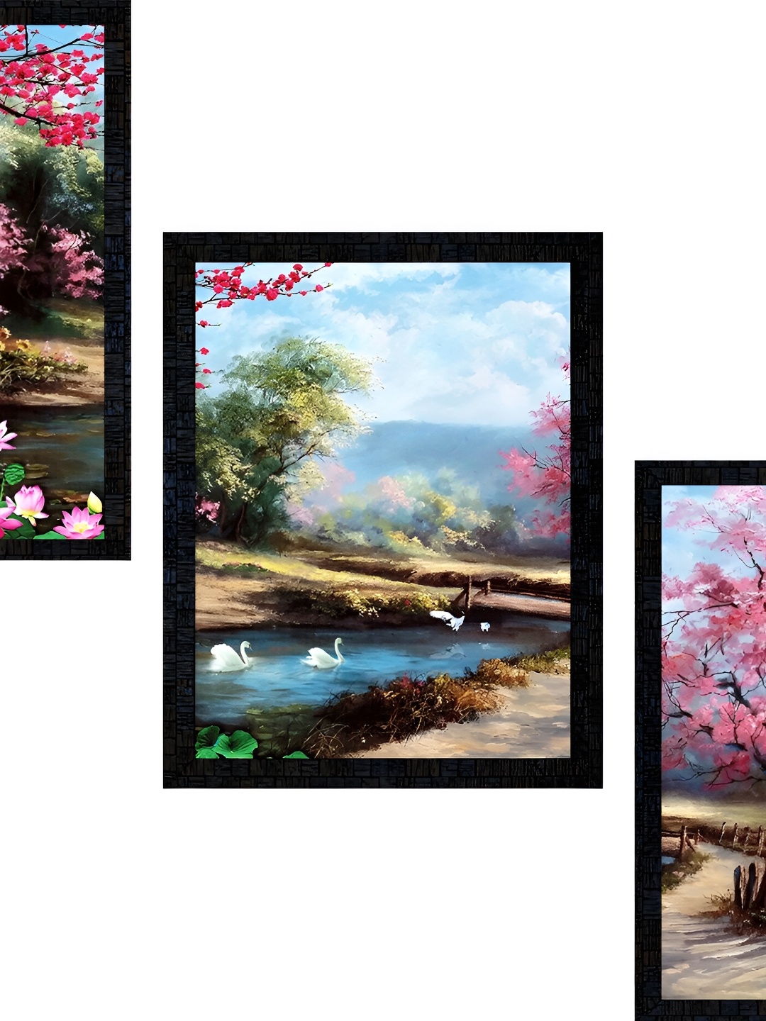 

PnF Charcoal & Blue 3 Piece Wooden Floral and Botanical Wall Paintings