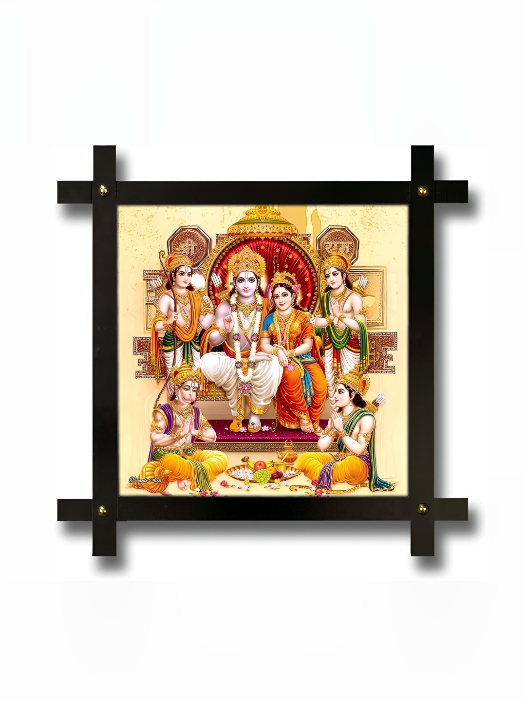 

PnF Beige & Red Lord Shri Ram Religious Wooden Painting Wall Art