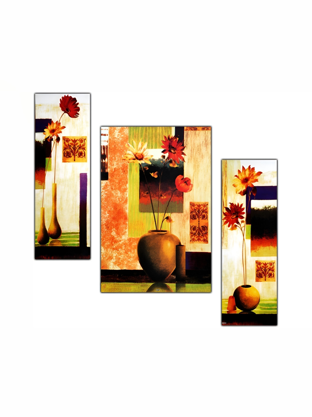 

PnF Orange & Green 3 Pieces Wooden Painting Wall Arts
