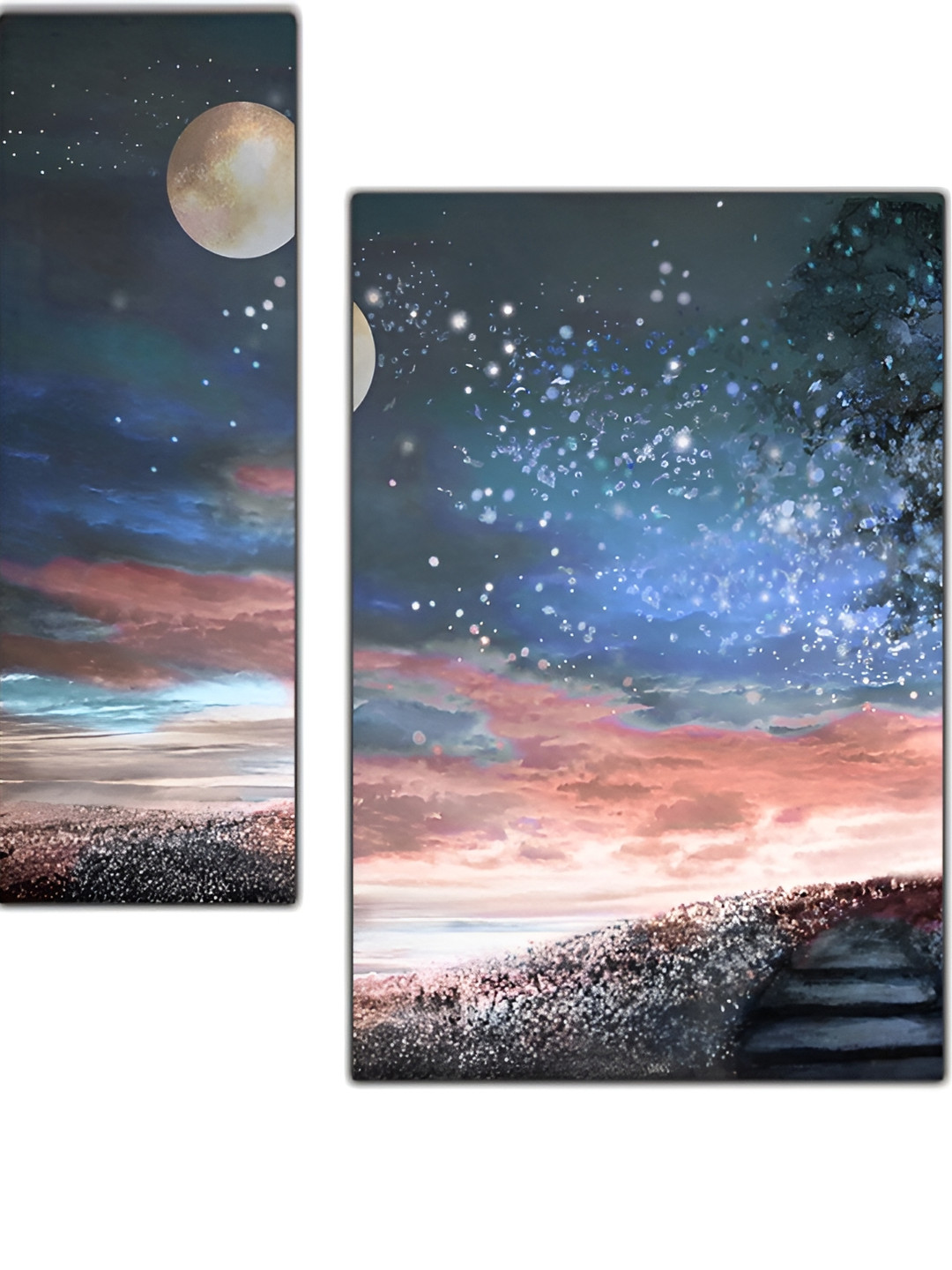

PnF Blue & Pink 3 Pieces Floral and Botanical Wooden Paintings Wall Art