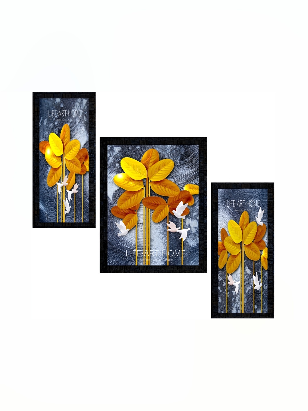 

PnF Charcoal & Orange 3 Pieces Floral and Botanical Wooden Paintings Wall Art