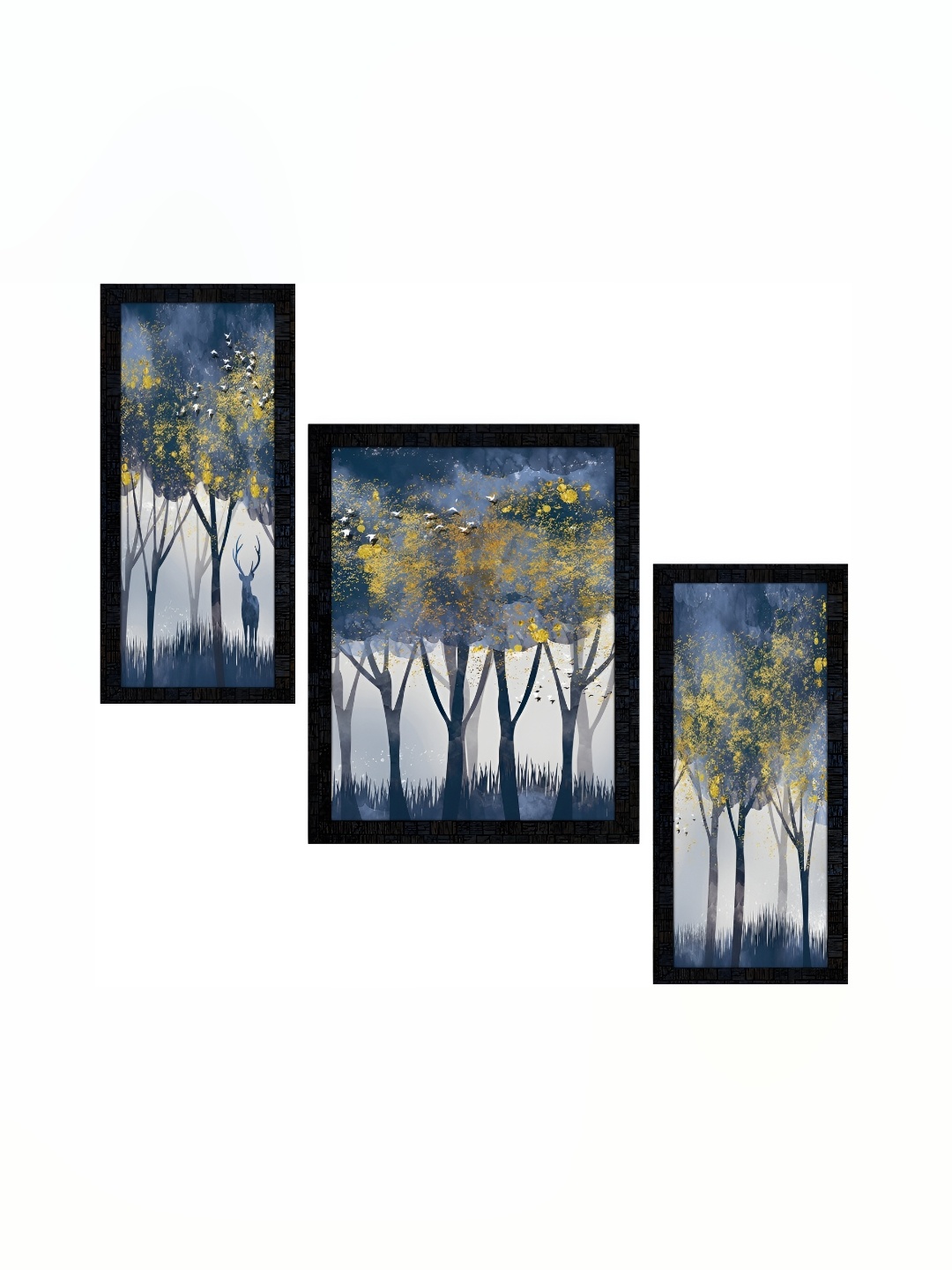 

PnF Charcoal & Blue 3 Pieces Wooden Floral and Botanical Painting Wall Art