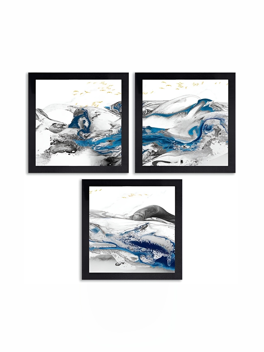 

PnF Black & Blue 3 Pieces Abstract Wall Arts
