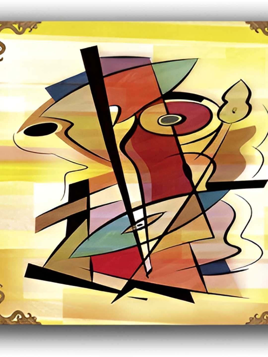 

PnF Yellow & Red 3 Pieces Wooden Abstract Wall Sticker