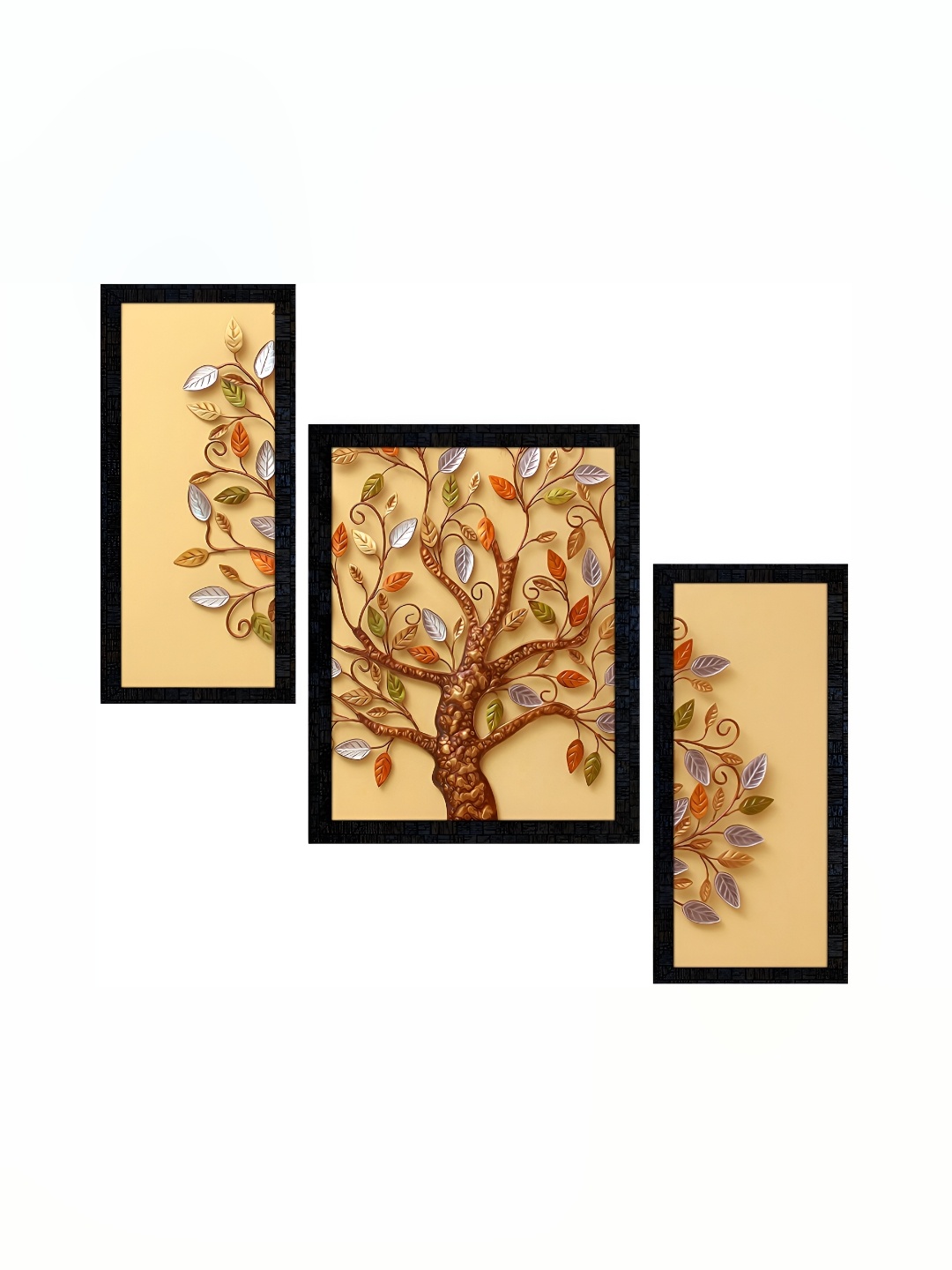 

PnF Charcoal & Beige 3 Piece Paper Floral and Botanical Wall Painting