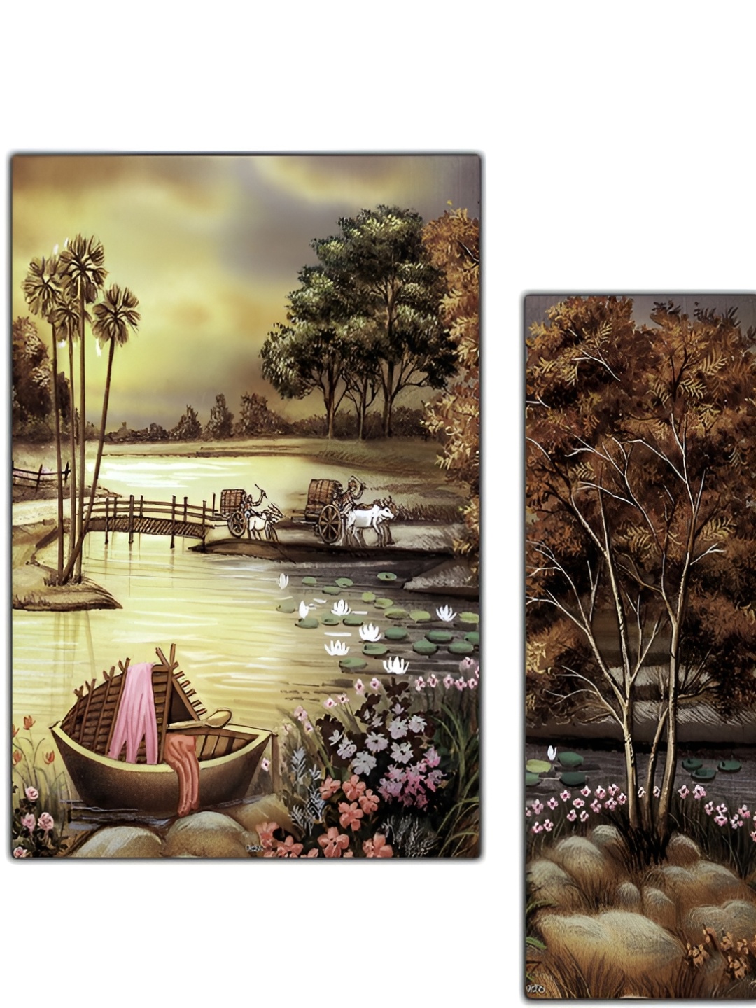 

PnF Yellow & Multicoloured 3 Pieces Wooden Floral and Botanical Wall Art