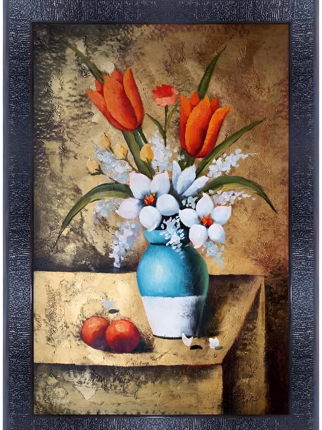 

PnF Black & Red Floral Wooden Painting Wall Art