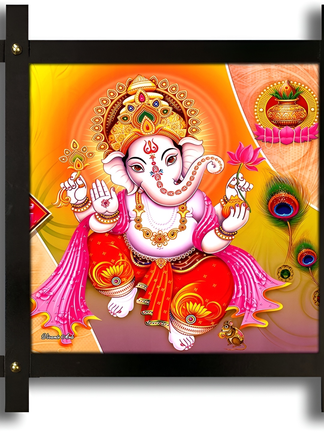 

PnF Orange & Pink Wooden Religious Painting Wall Art