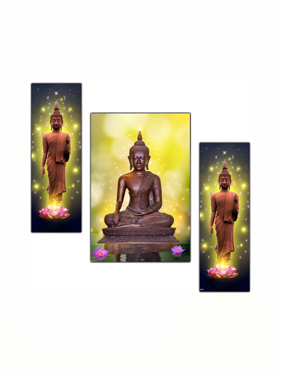 

PnF Yellow & Brown 3 Pieces Religious Wooden Paintings Wall Art