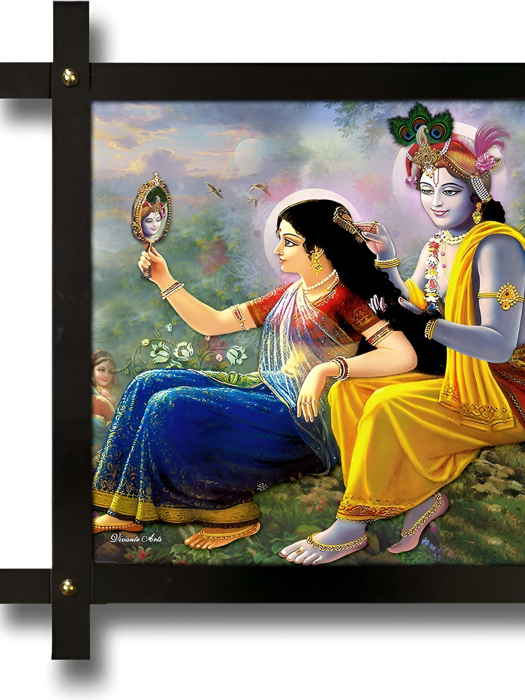 

PnF Yellow & Blue Wooden Religious Wall Painting