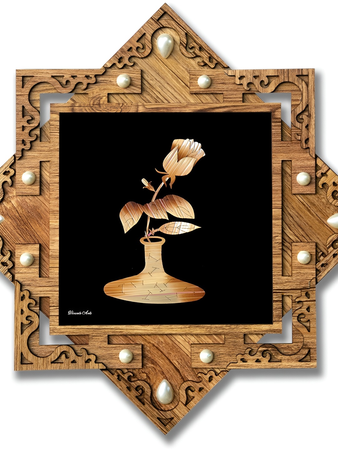 

PnF Black & Brown Wooden Floral and Botanical Painting Wall Art