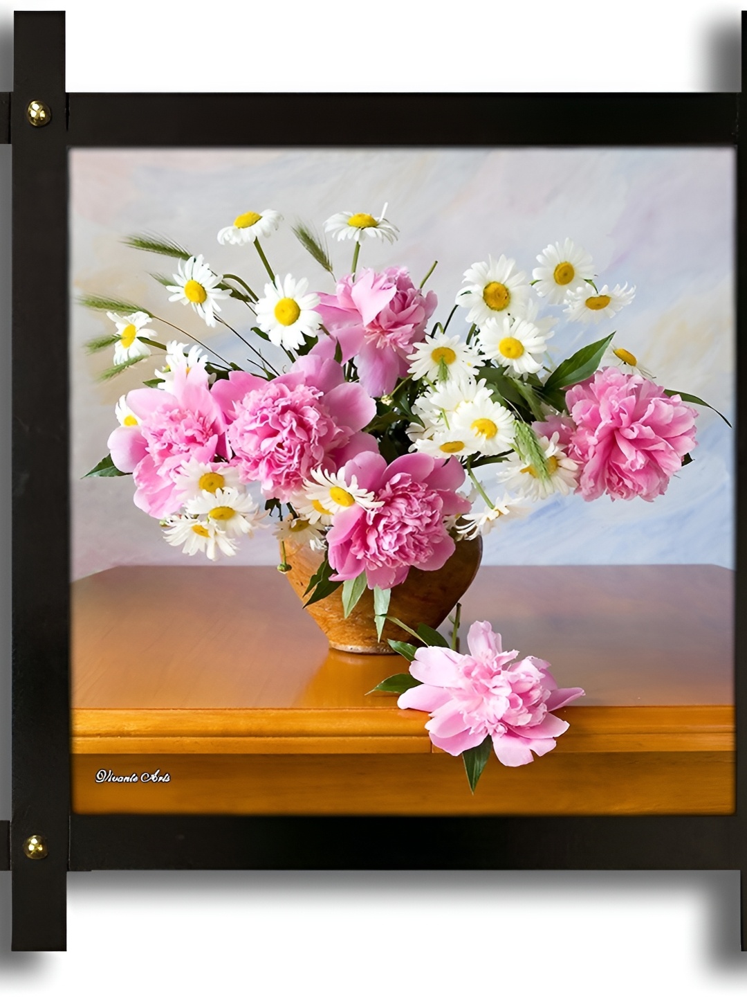 

PnF Brown & Pink Painting Wooden Floral and Botanical Wall Photo Frame