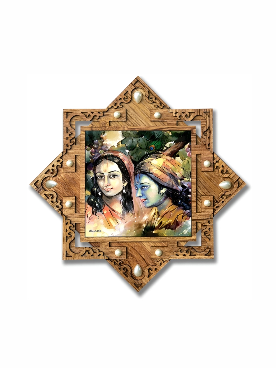 

PnF Beige & Green Religious Wooden Painting Wall Art