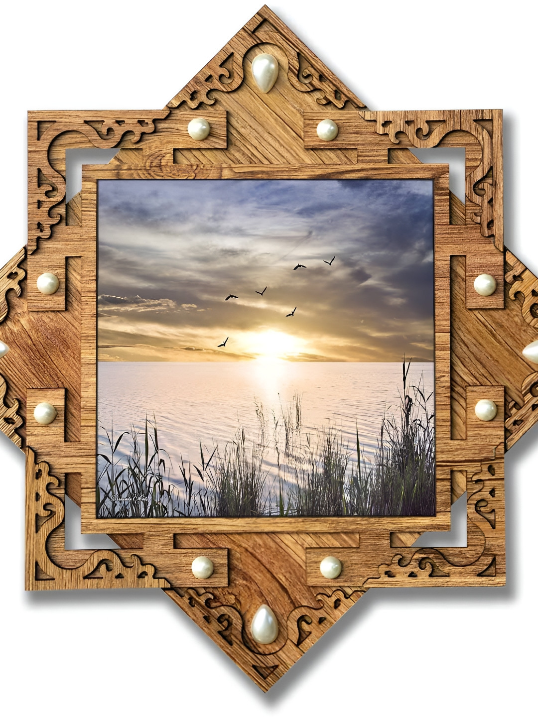 

PnF Brown & White Wooden Floral and Botanical Wall Photo frame