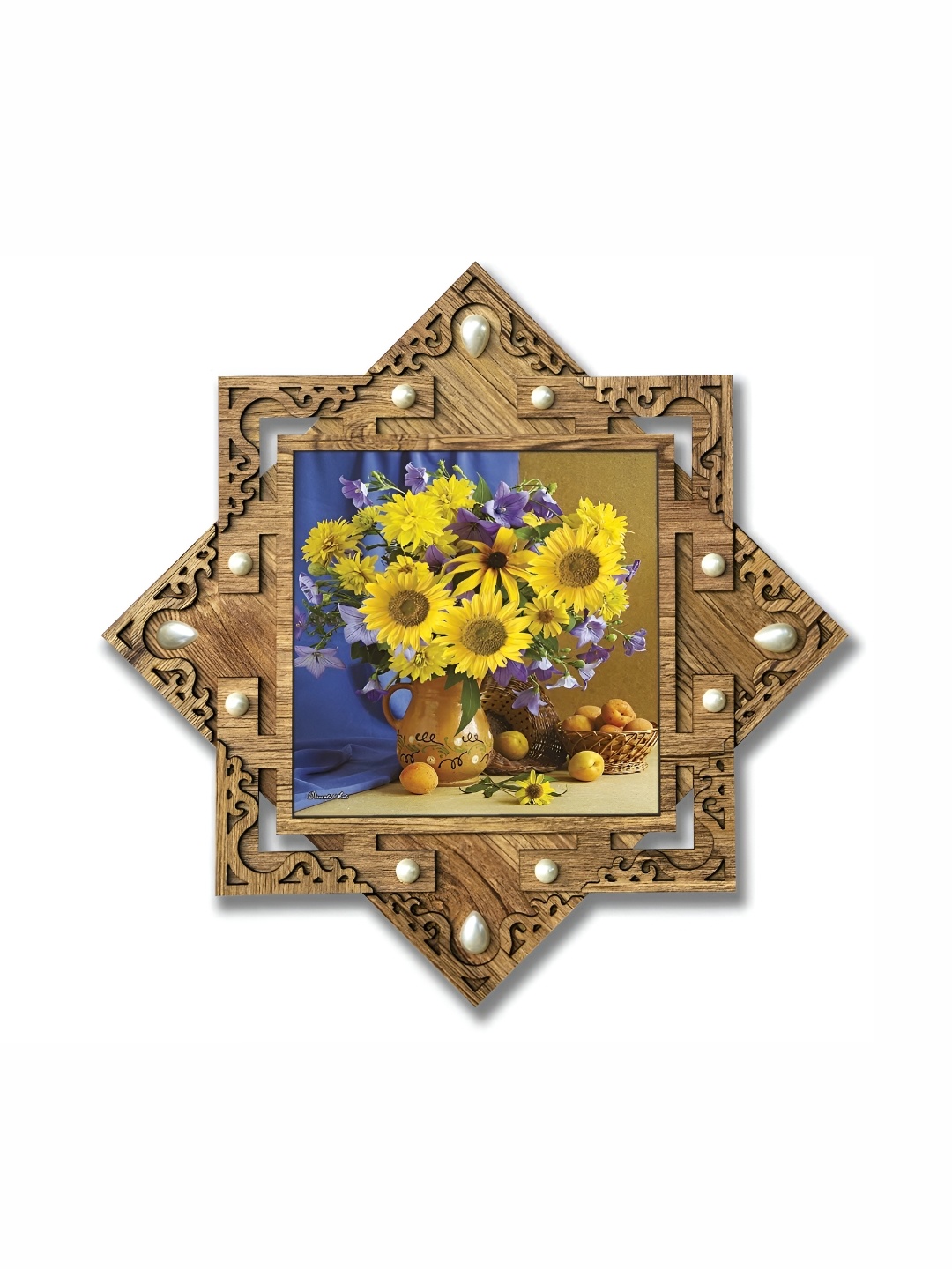 

PnF Brown & Yellow Wooden Floral Painting Wall Art