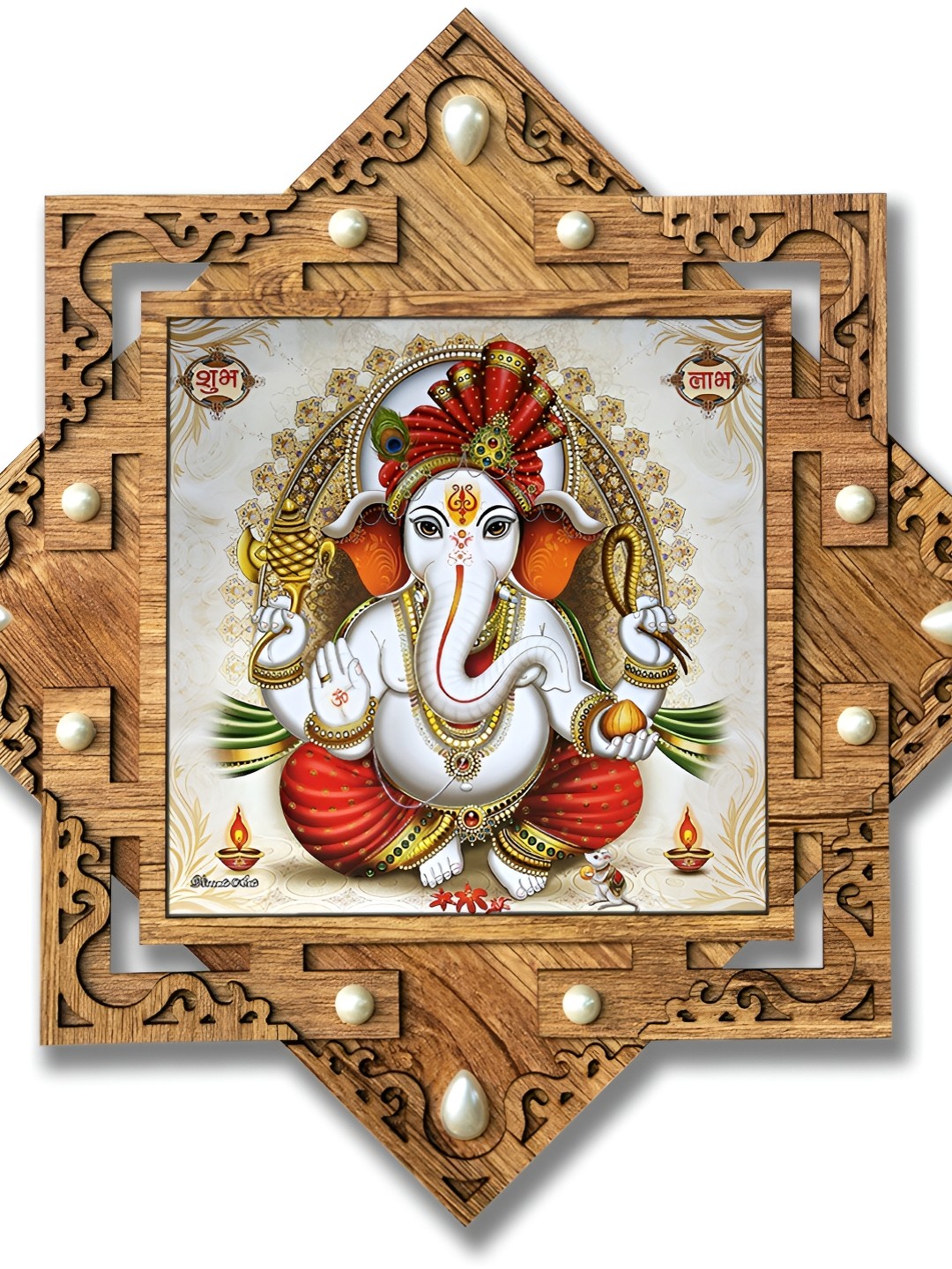 

PnF Brown & White Wooden Religious Painting Wall Art