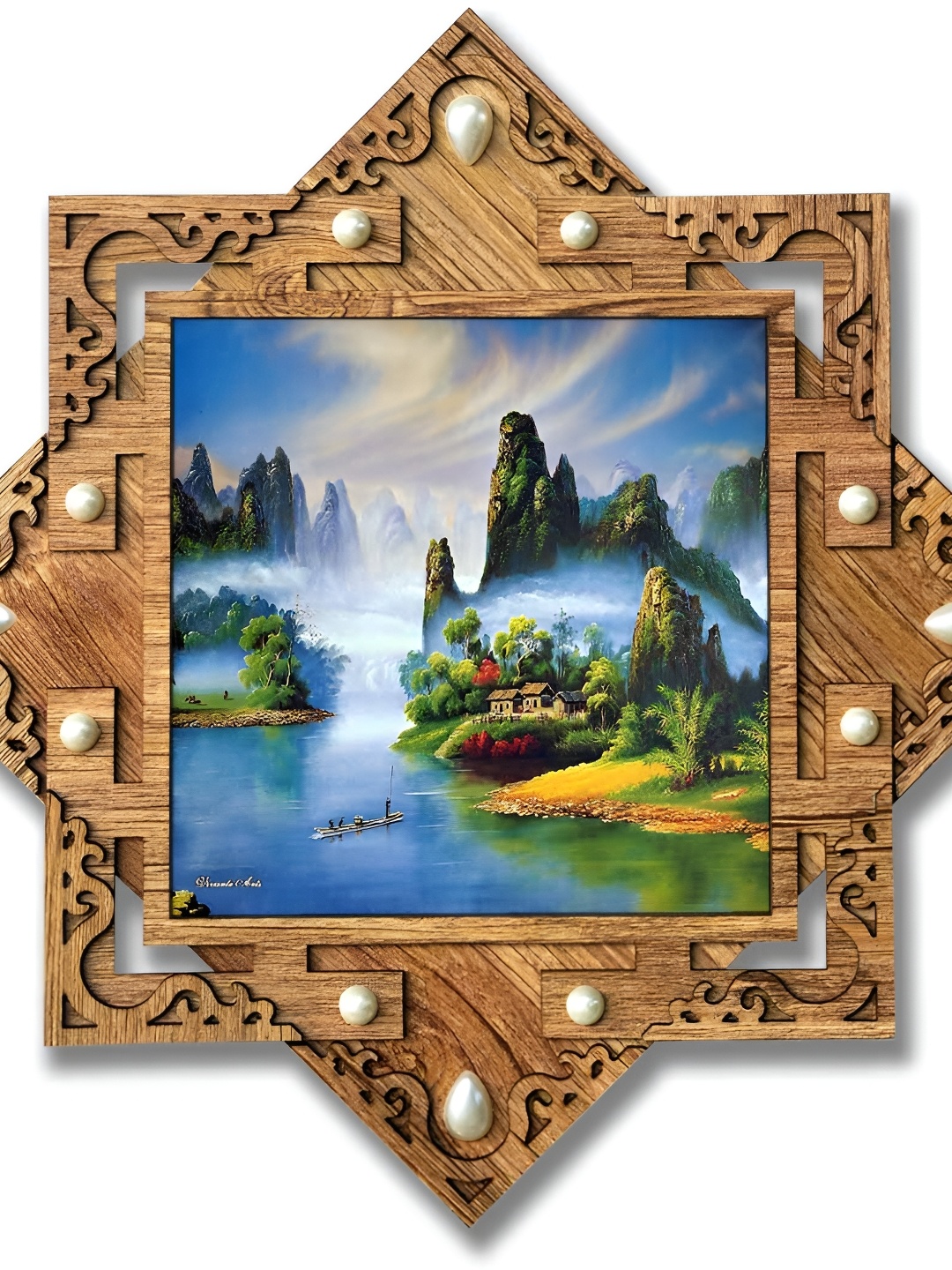 

PnF Beige & Blue Wooden Wall Art