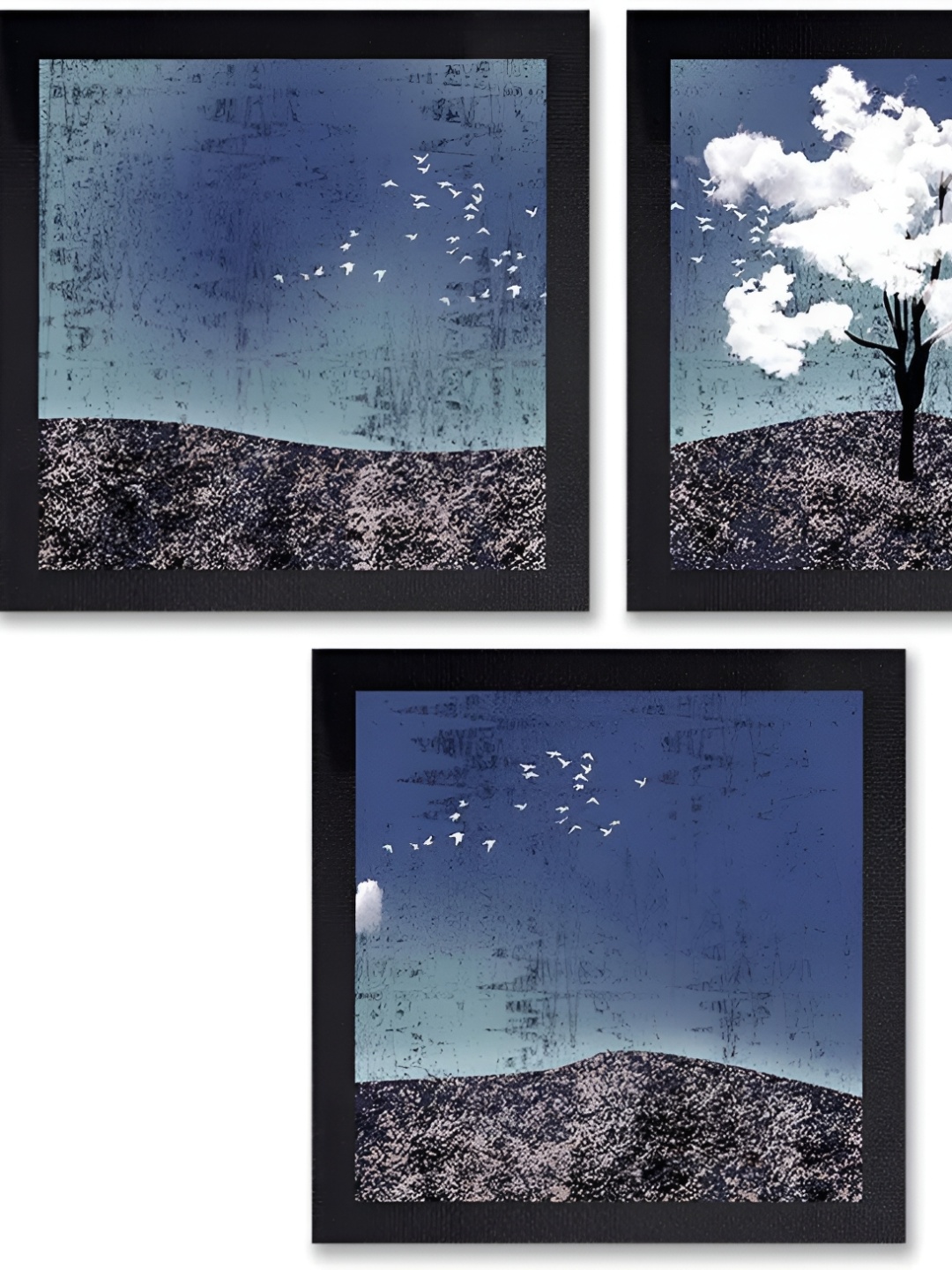 

PnF Black & Blue 3 Pieces Wooden Floral and Botanical Wall Arts