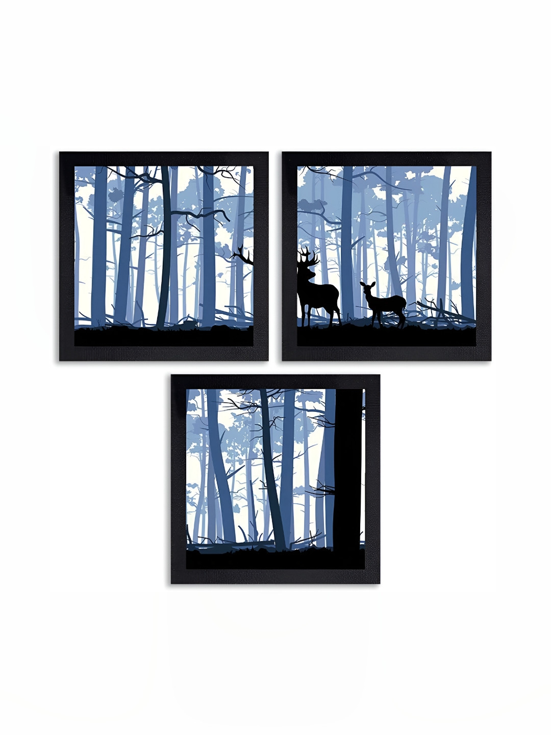 

PnF Black & Blue 3 Pieces Wooden Birds and Animals Wall Arts
