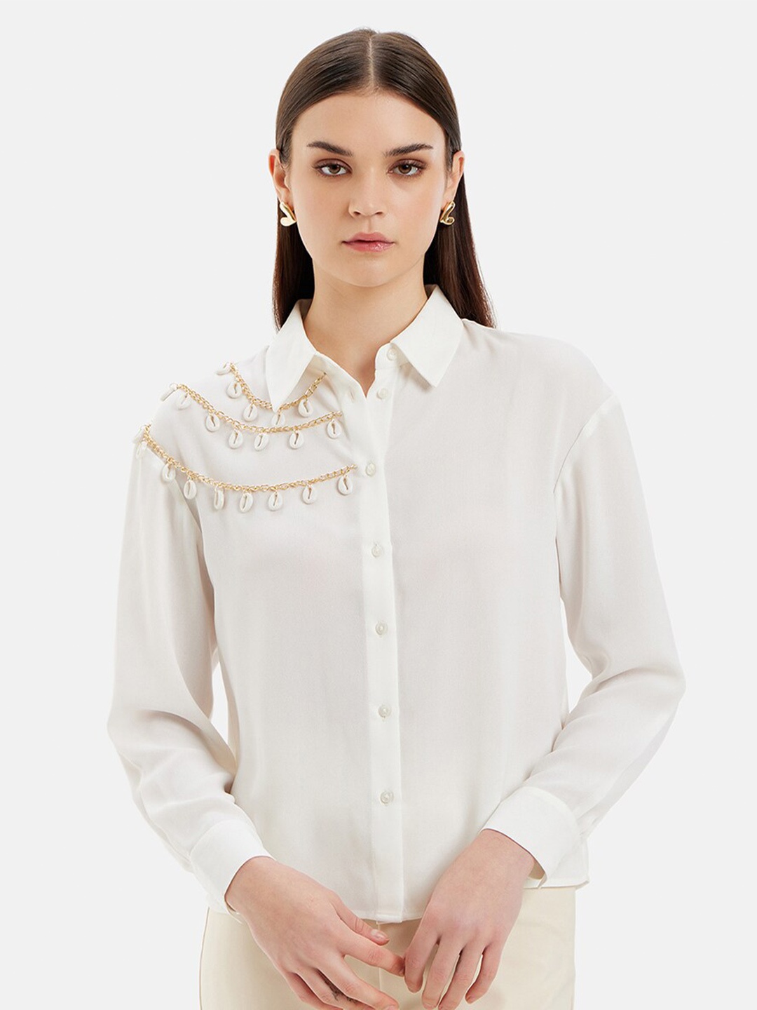 

Kazo Women Opaque Formal Shirt, White