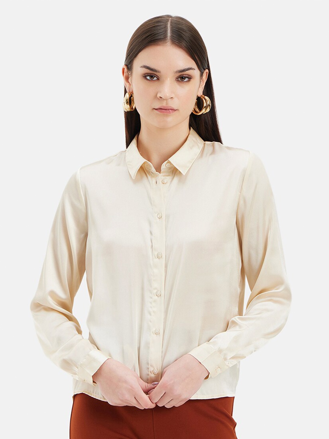 

Kazo Women Opaque Formal Shirt, Beige