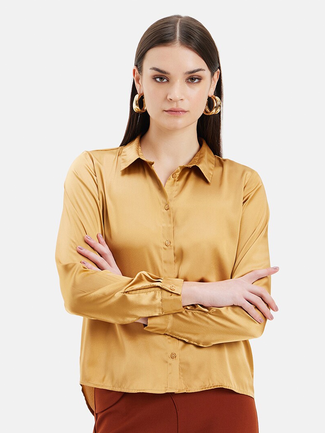 

Kazo Women Opaque Formal Shirt, Brown