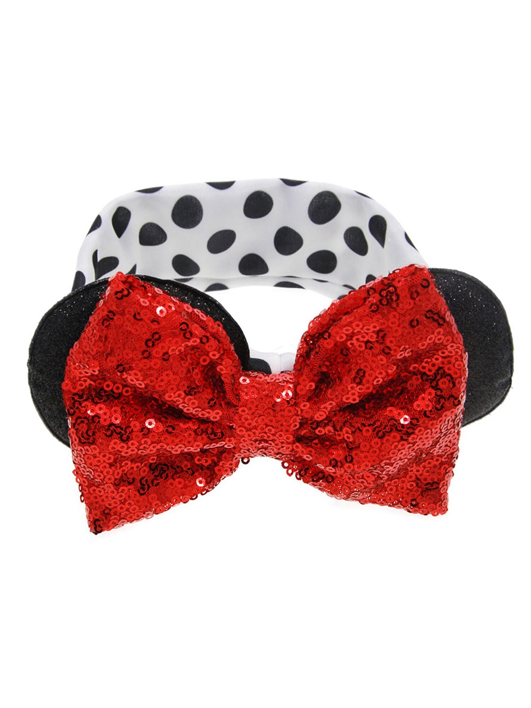 

BAESD Infant Girls Polka Dots Printed Lace Sequined Bow Hairband, Red