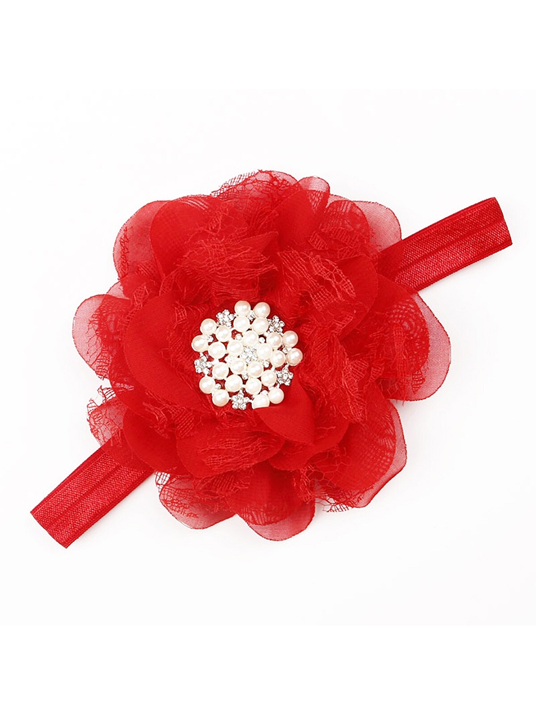 

BAESD Infant Girls Net Flower Lace Hairband, Red