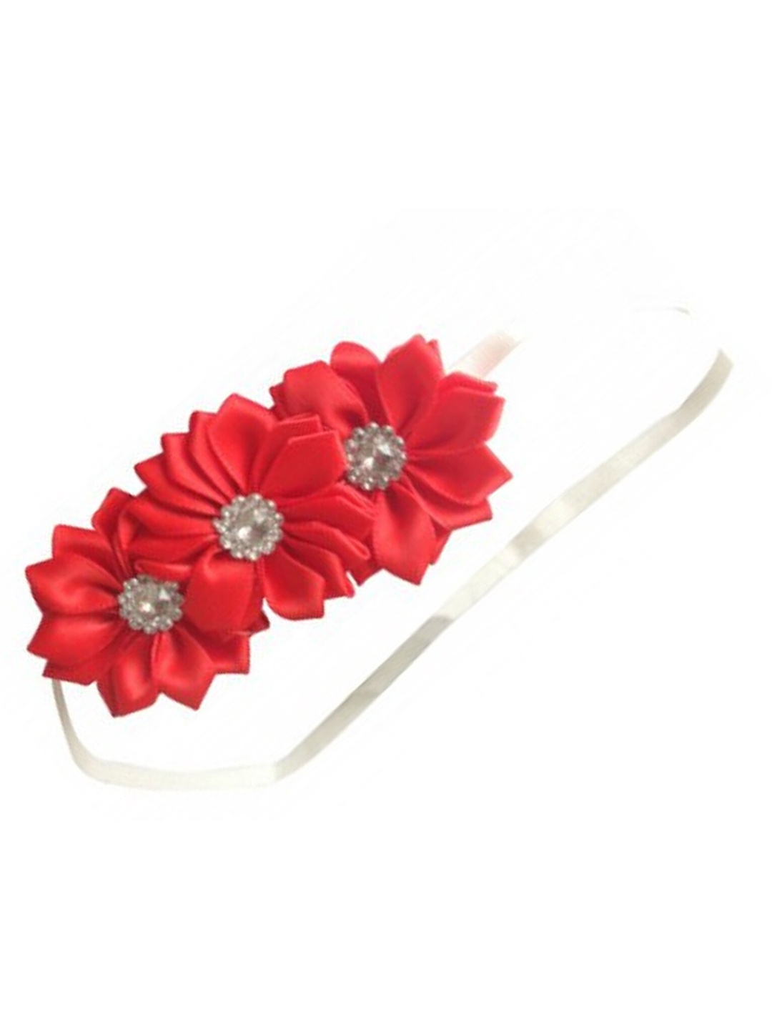 

BAESD Infant Girls Satin Flower Lace Elastic Hairband, Red