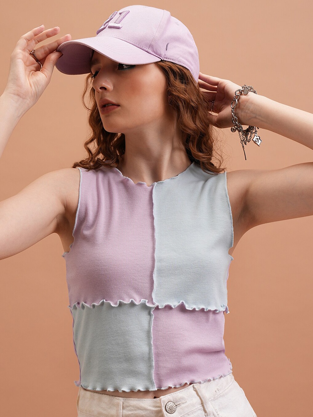 

Tokyo Talkies Colourblocked Top, Lavender