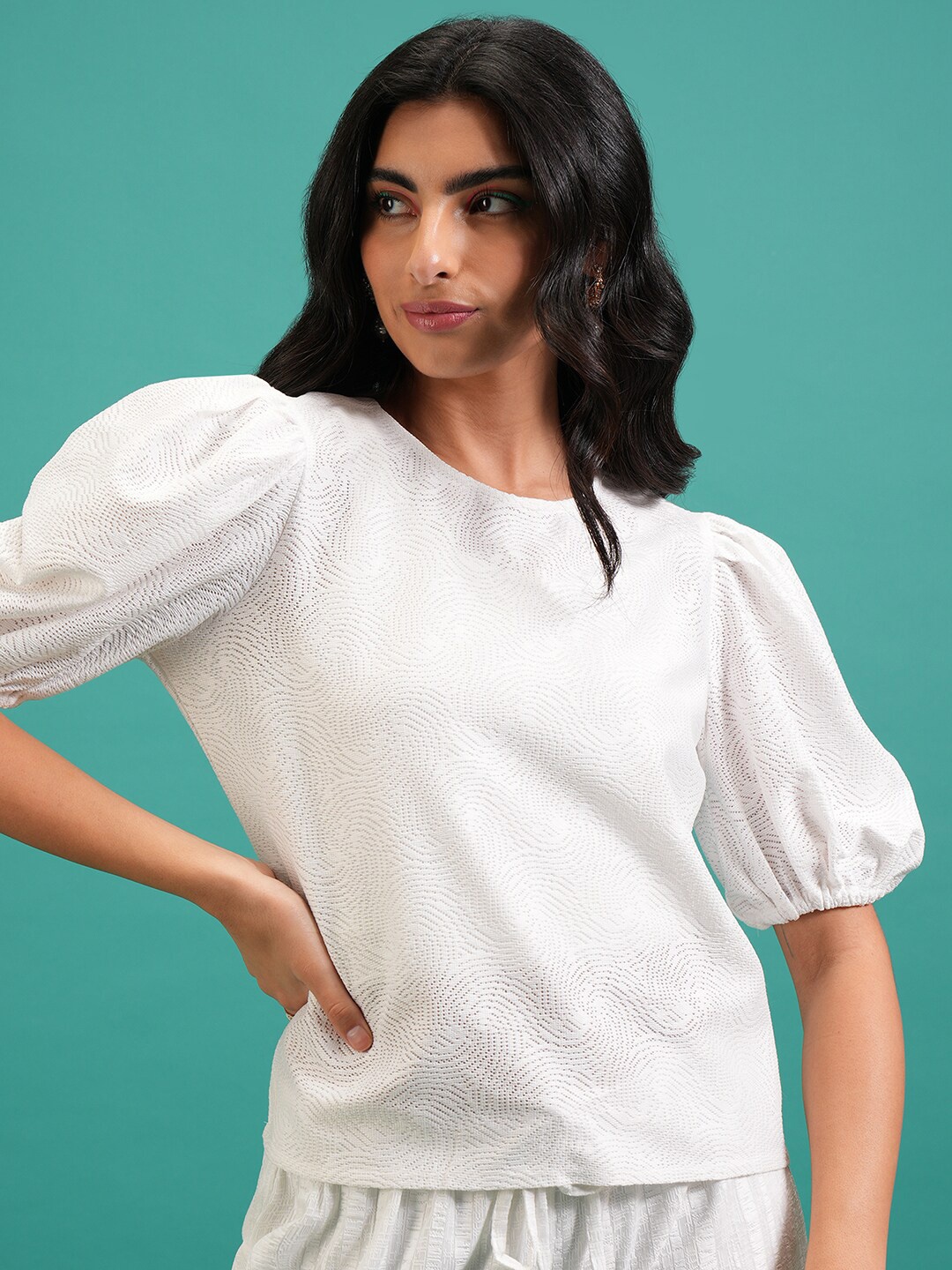 

Tokyo Talkies Puff Sleeve Top, White