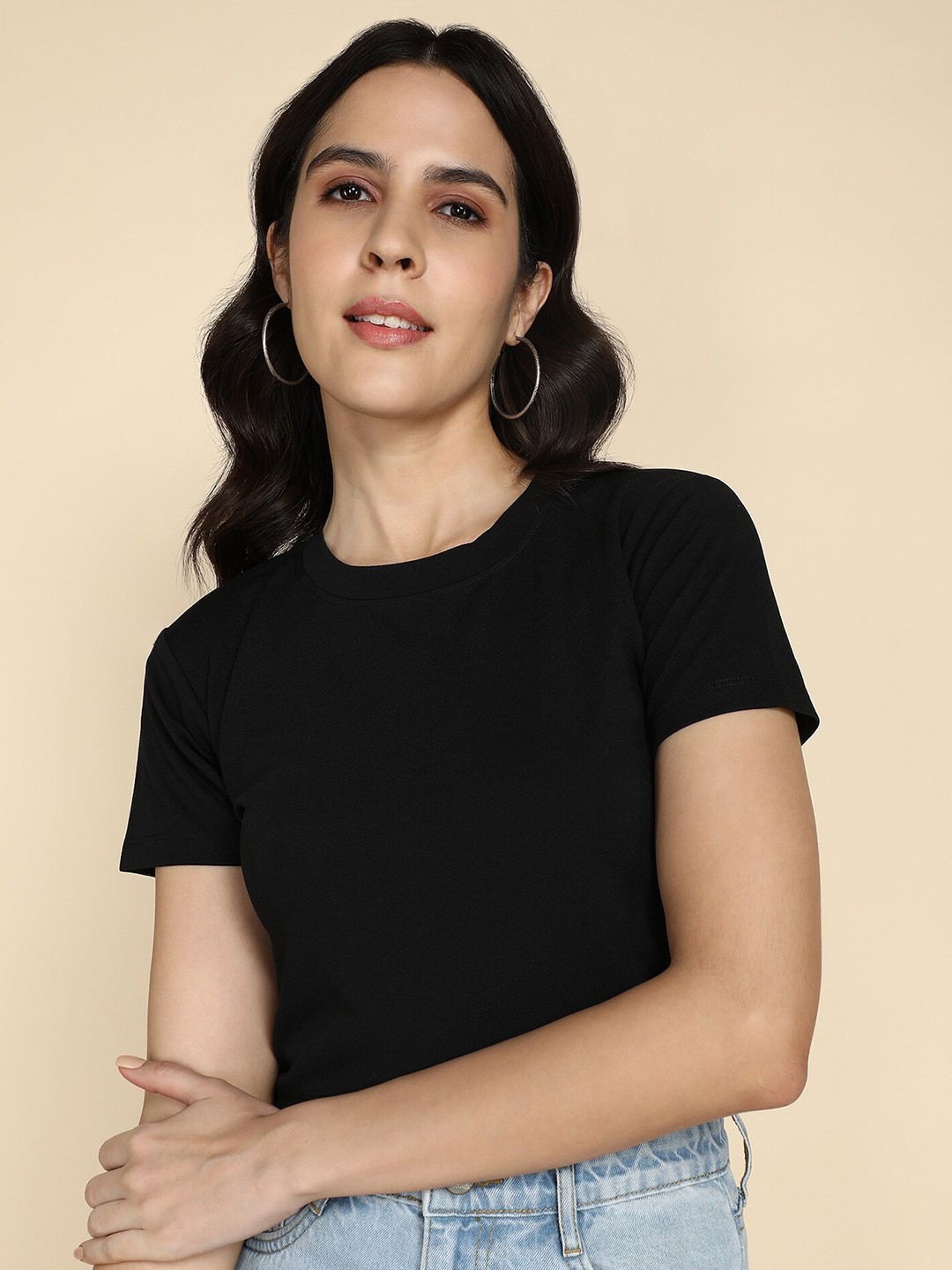 

HERE&NOW Women Crop T-shirt, Black